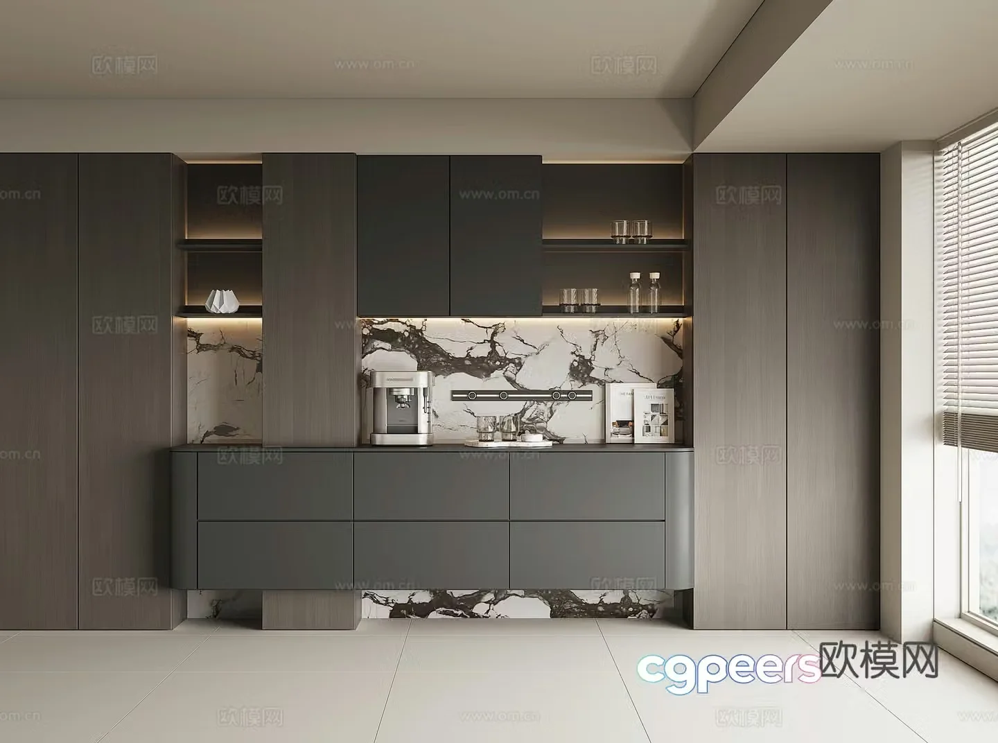 Modern wine cabinet sideboard 3D model