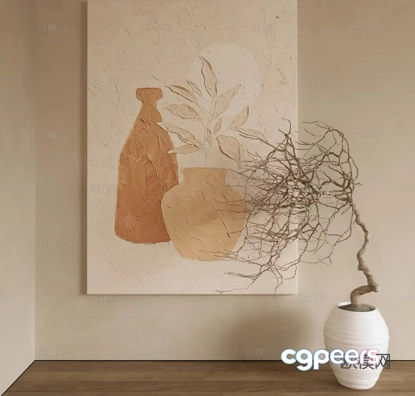 Modern decorative painting texture painting hanging painting 3d model