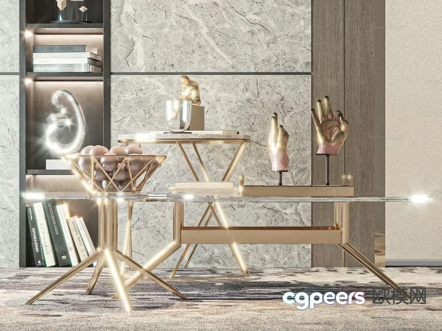 Light luxury coffee table combination coffee table 3D model