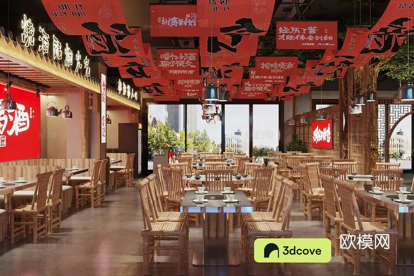 New Chinese restaurant Barbecue restaurant New Chinese hotpot restaurant New Chinese dining table and chair combination