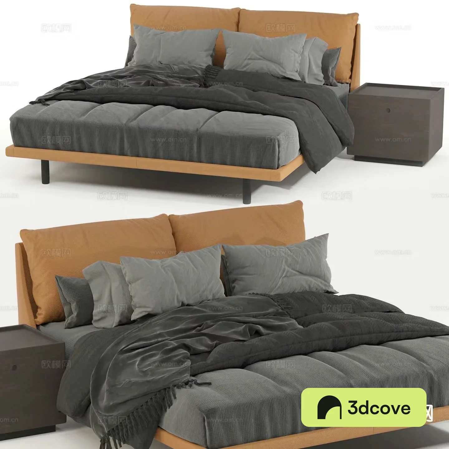 Modern double bed 3d model
