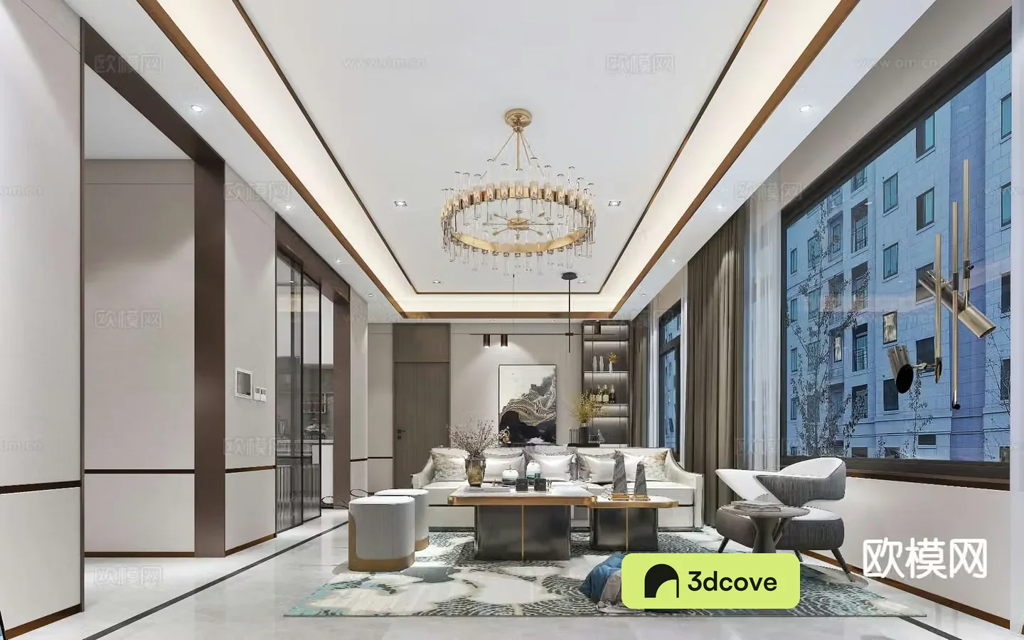 Light luxury guest restaurant model room