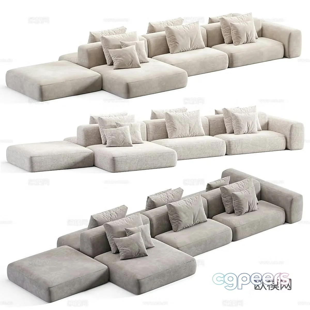 Modular sofa multi-person sofa 3d model
