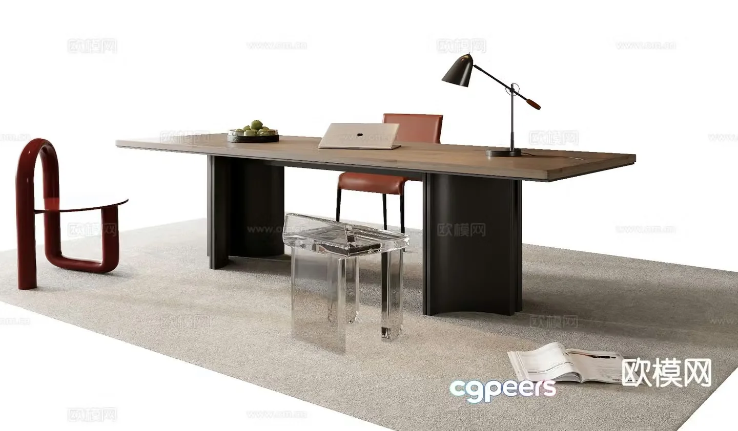 Italian desk and chair 3d model