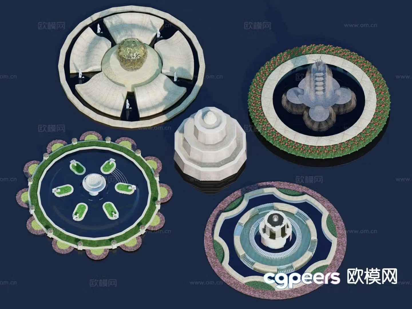 European style courtyard fountain square fountain 3d model