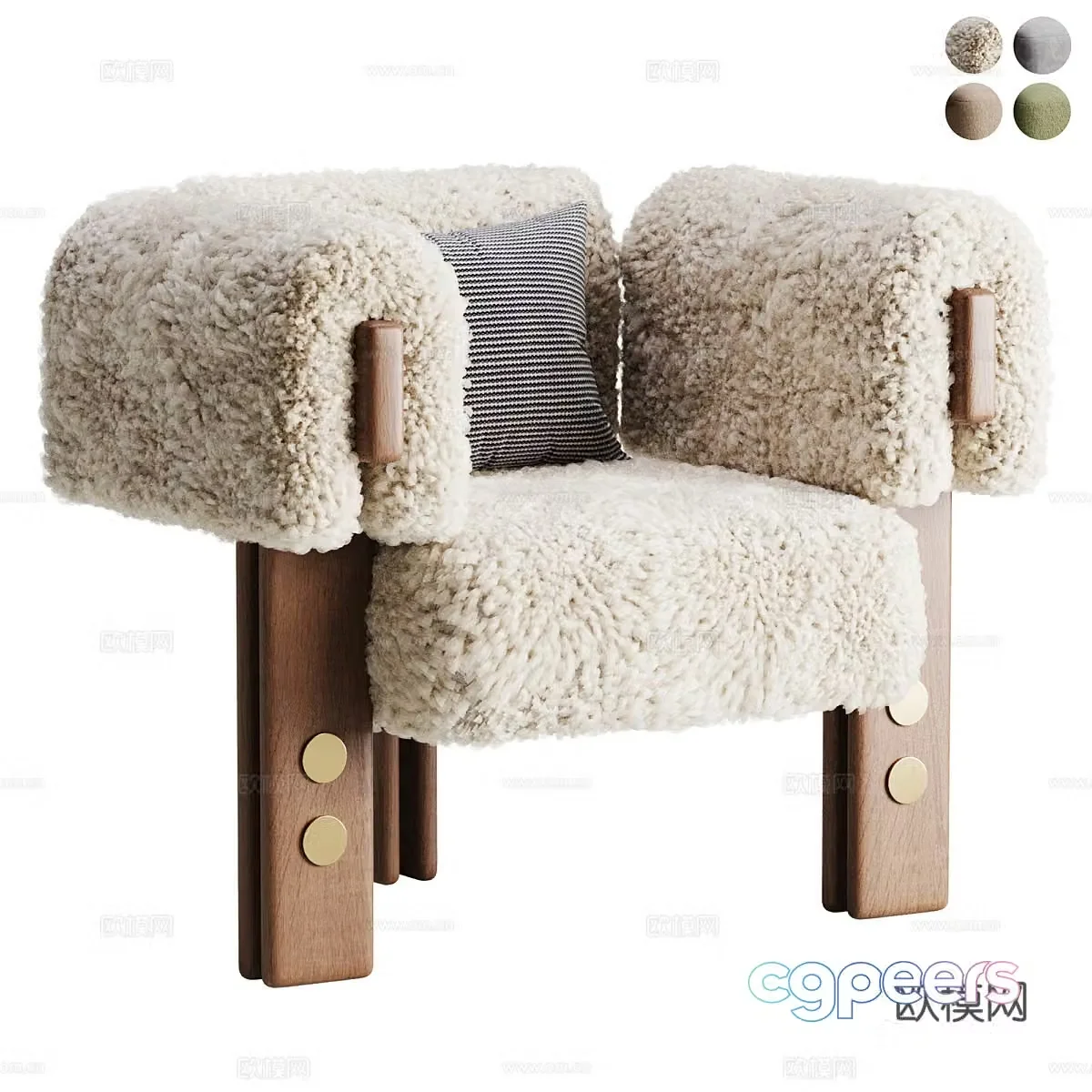 New Chinese style medieval wooden fabric armchair 3D model