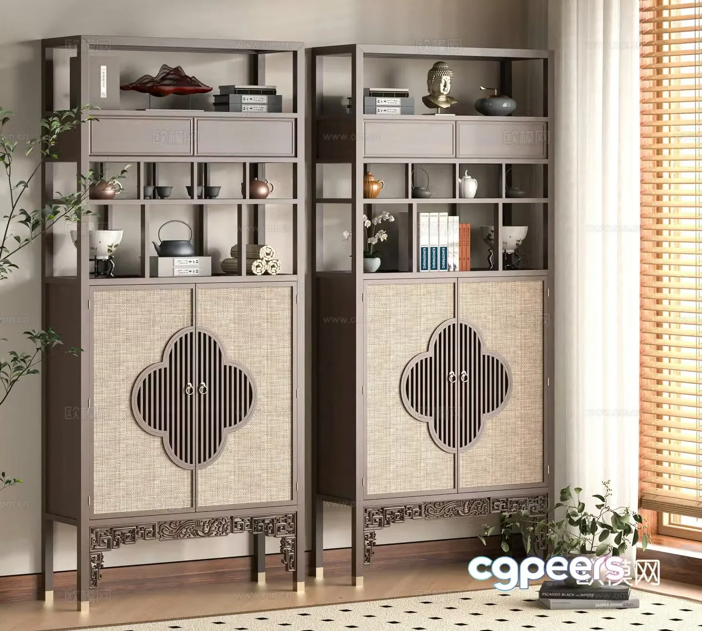 New Chinese style 3D model of Bo Gu shelf