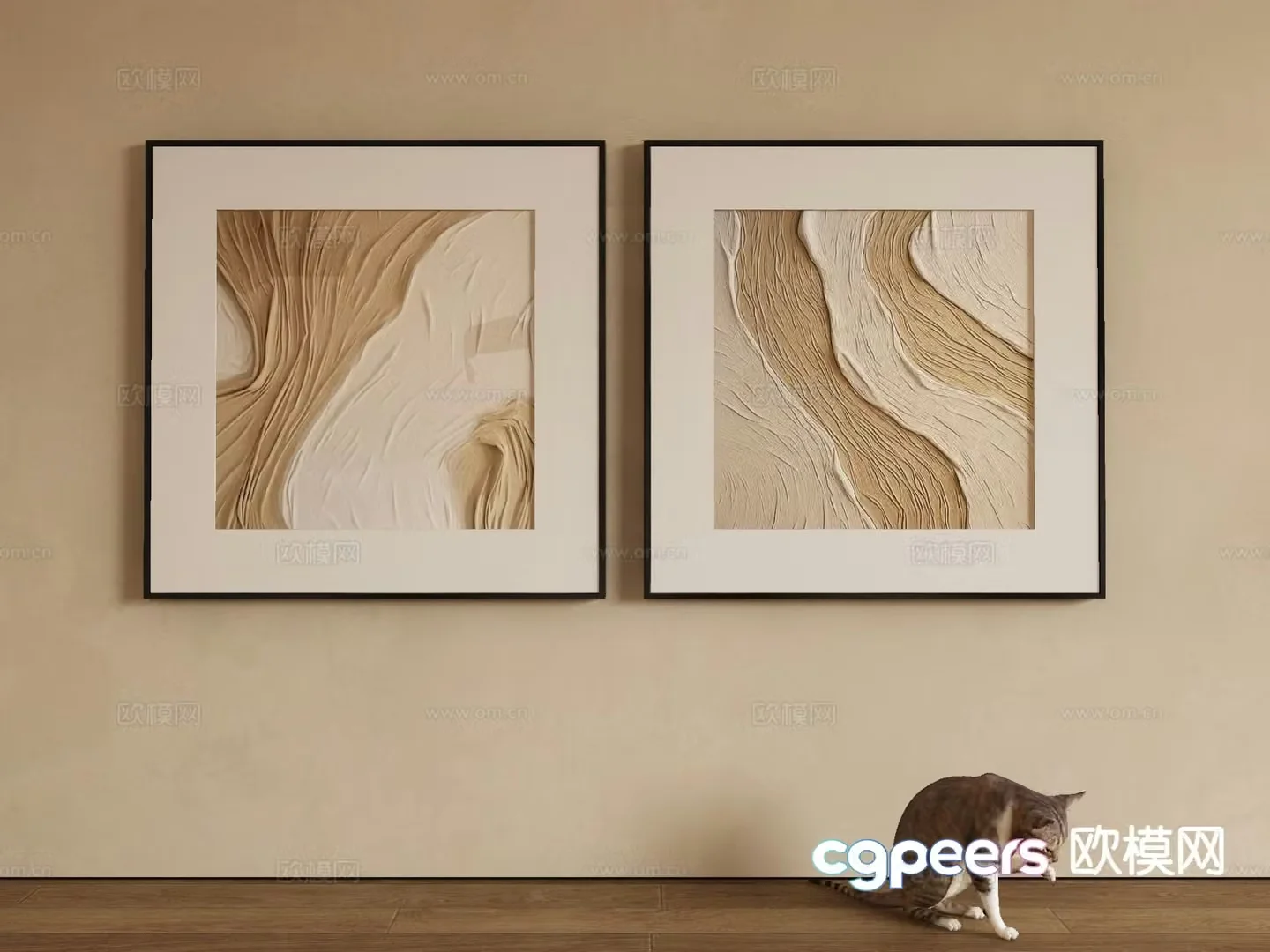 Modern decorative painting texture painting abstract painting 3d model