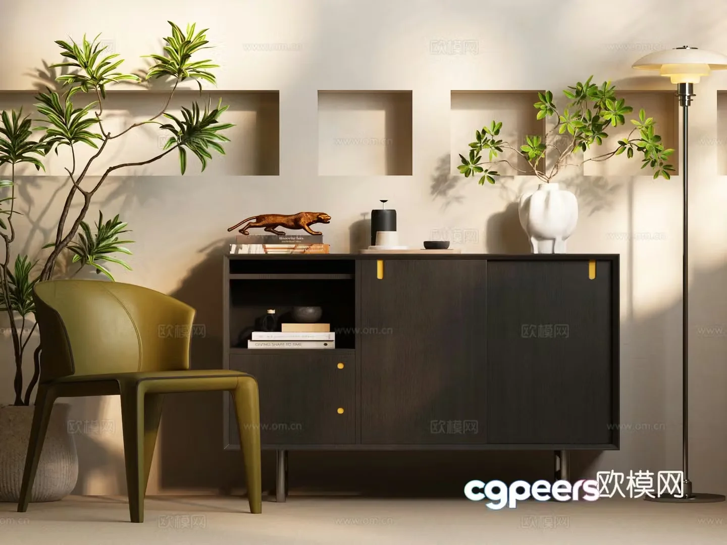 Modern side cabinet Italian side cabinet Modern side cabinet Leisure chair Italian casual chair Modern casual 3D model