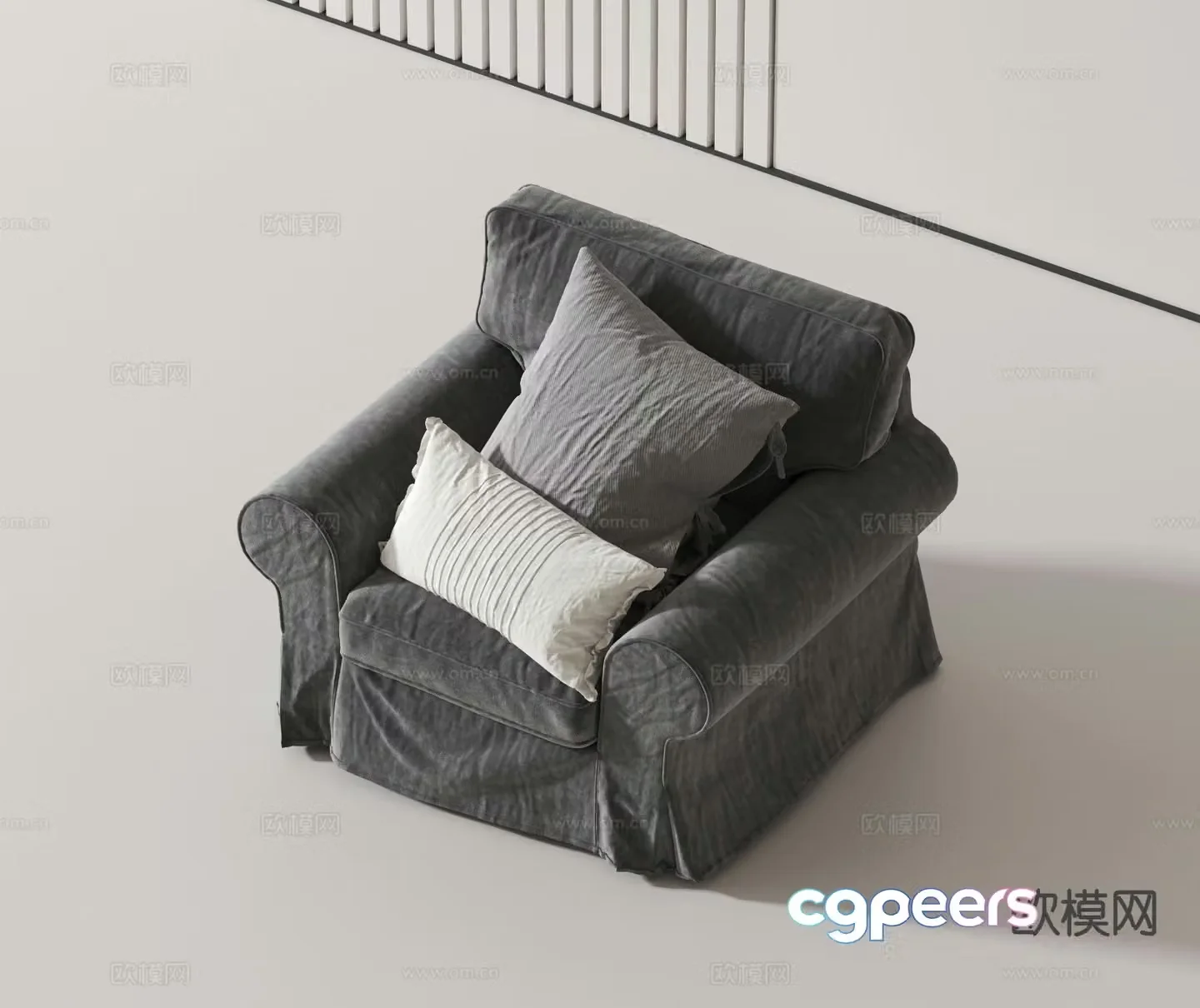 American single sofa 3d model