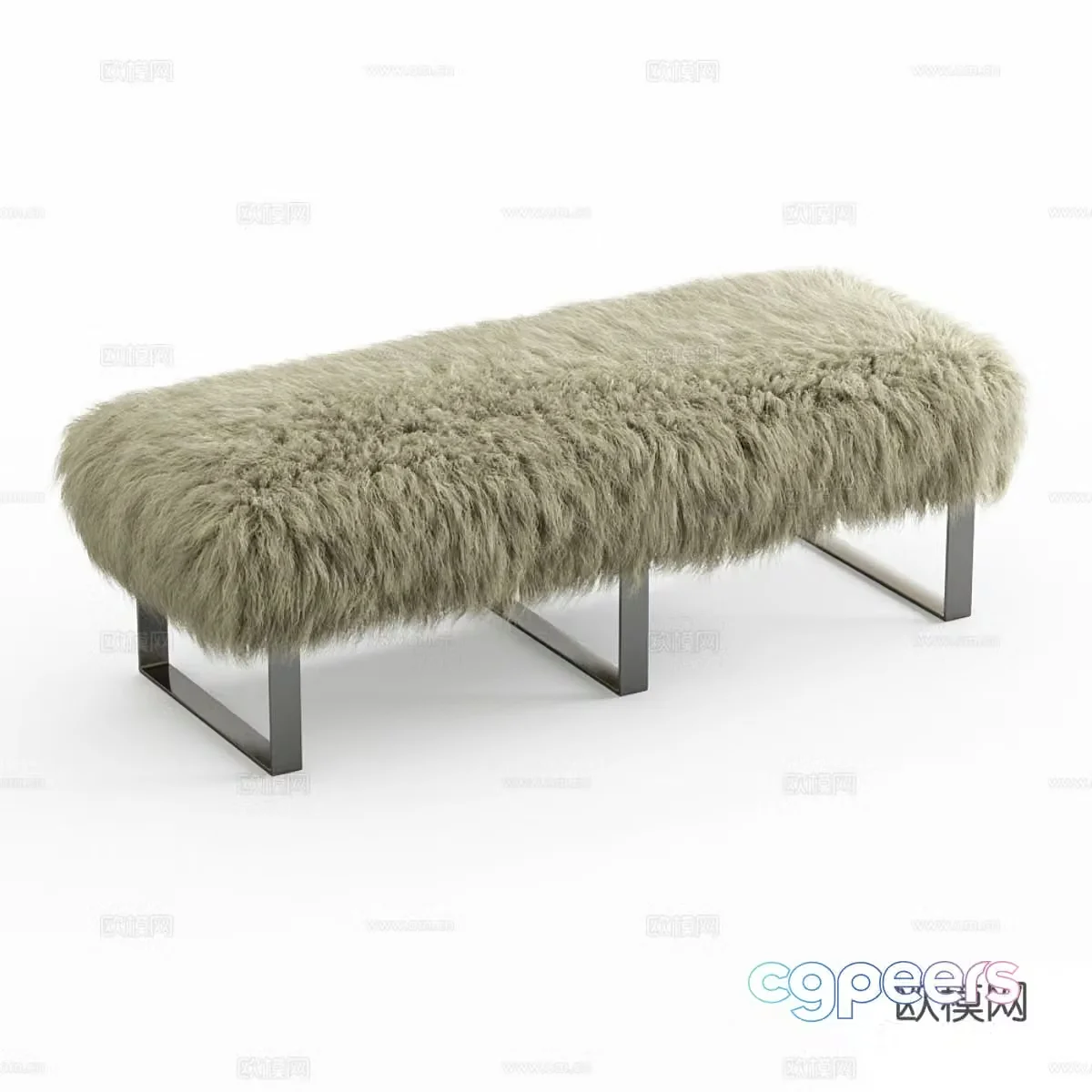Modern Italian plush bench bed stool 3d model