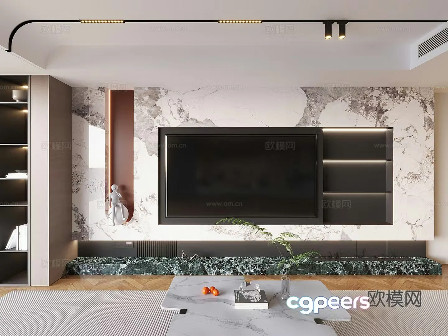 Modern background wall TV background 3d model