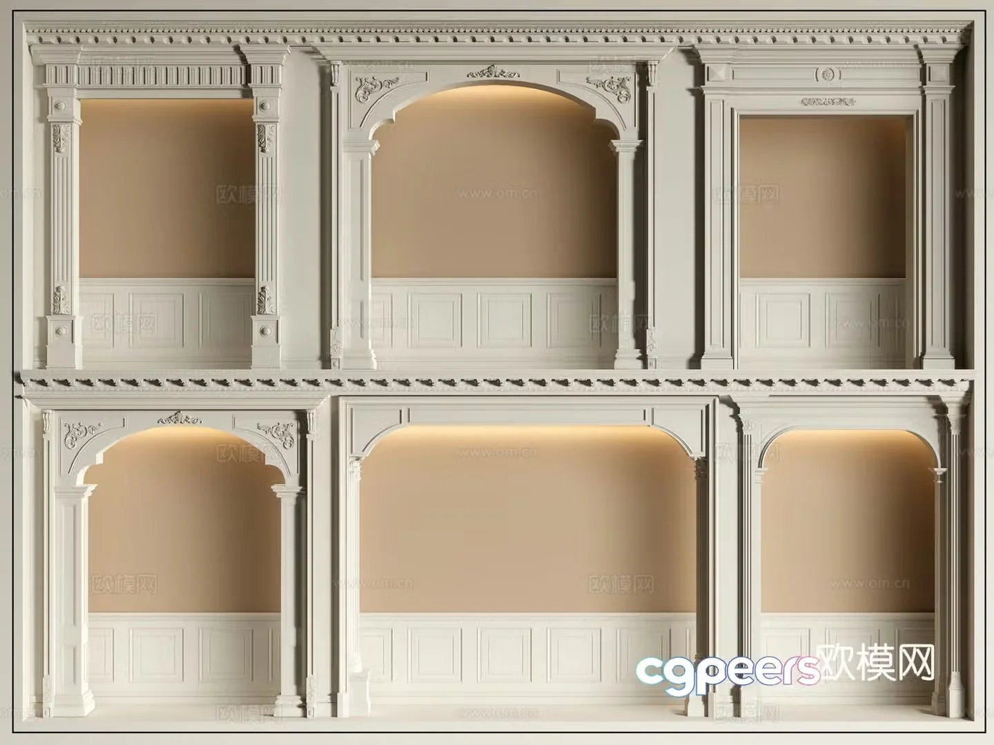European style door cover pass arch door opening 3D model