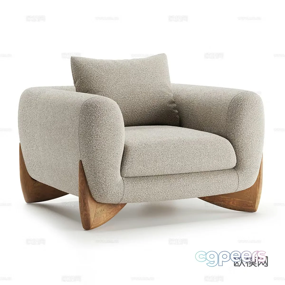 Creamy single sofa 3d model