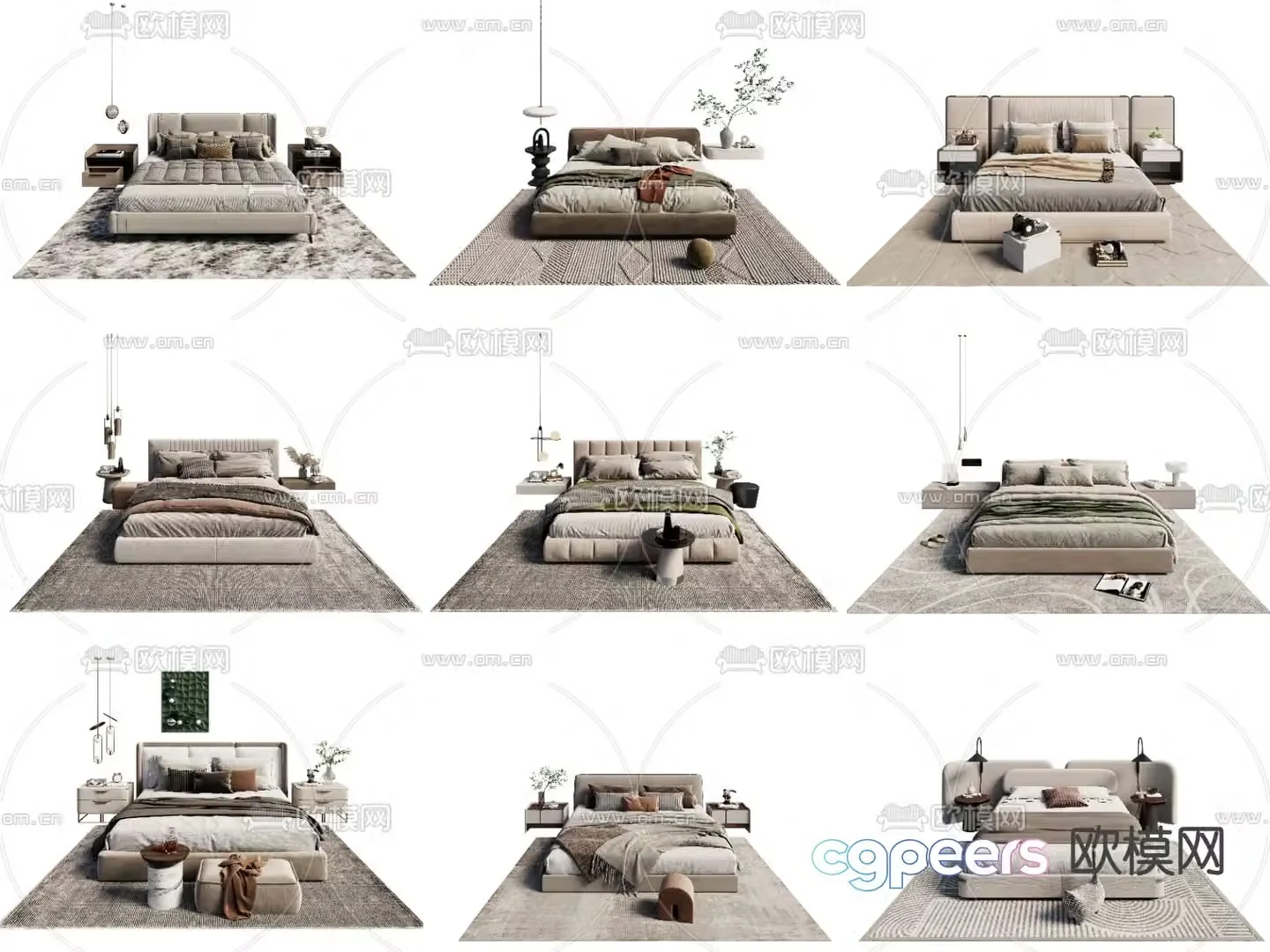 Modern double bed 3d model