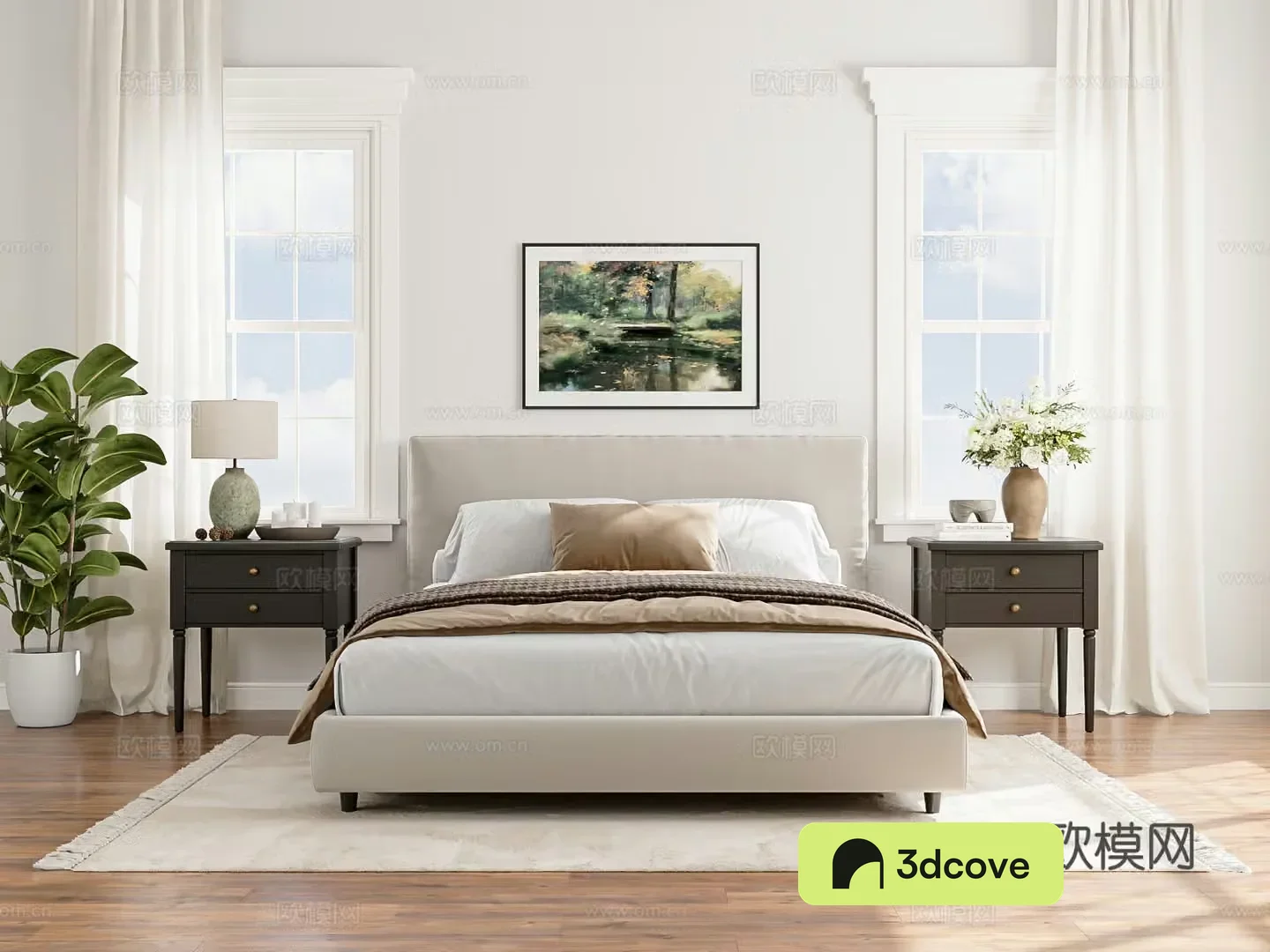 Middle-aged home bedroom 3d model