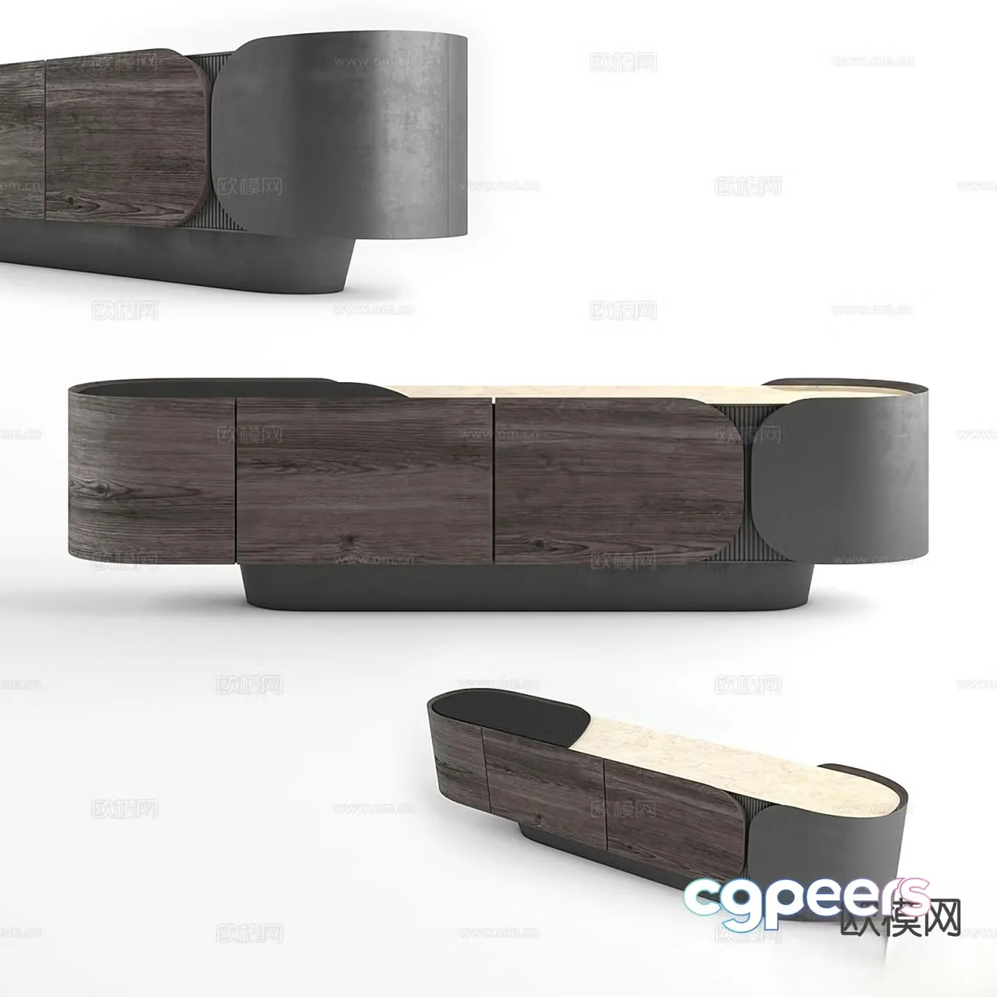 Bojy Low modern solid wood front desk 3d model