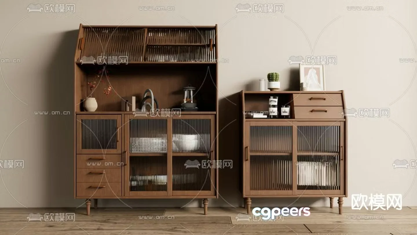 Medieval style sideboard decorative cabinet 3D model