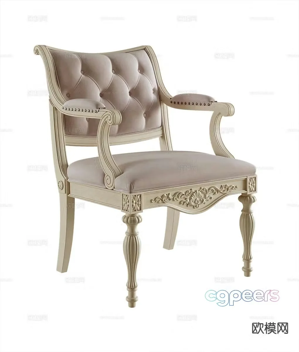 American single chair armchair book chair 3d model