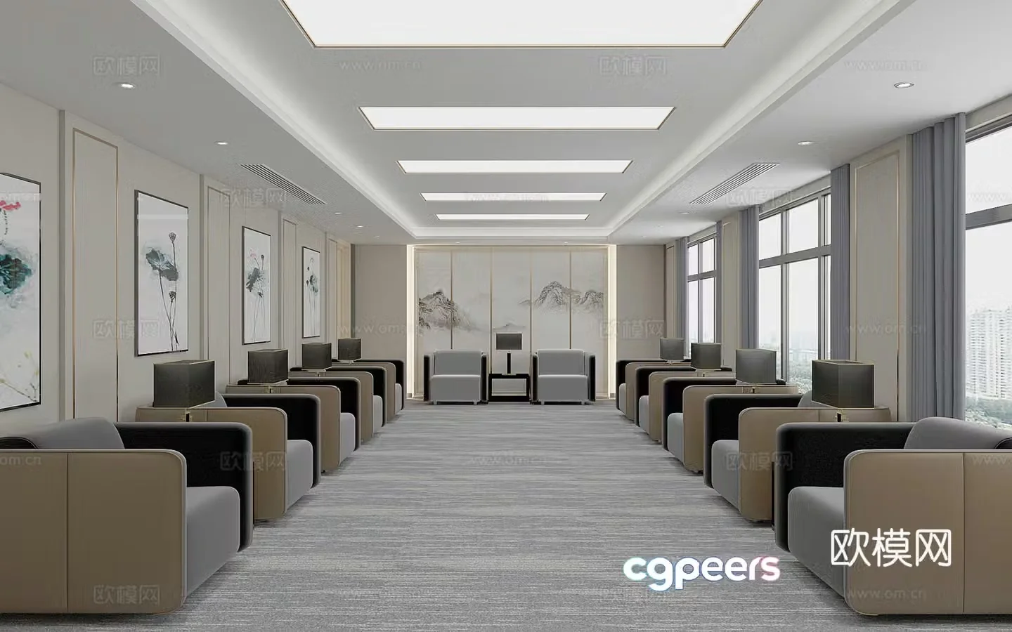 New Chinese style reception room 3d model