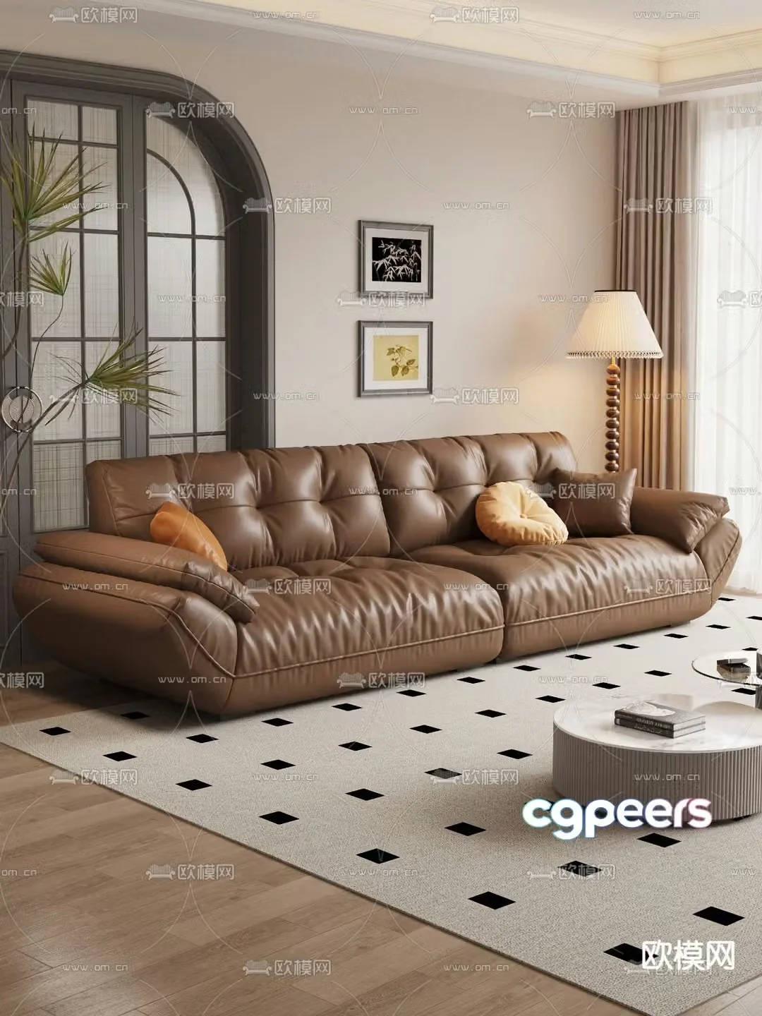 Medieval style sofa multi-person sofa 3d model