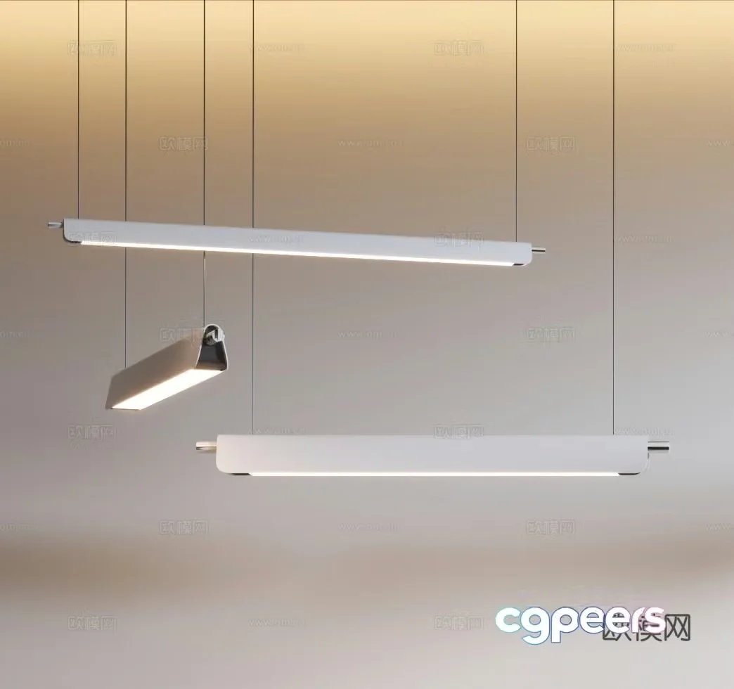 Office chandelier long chandelier 3d model