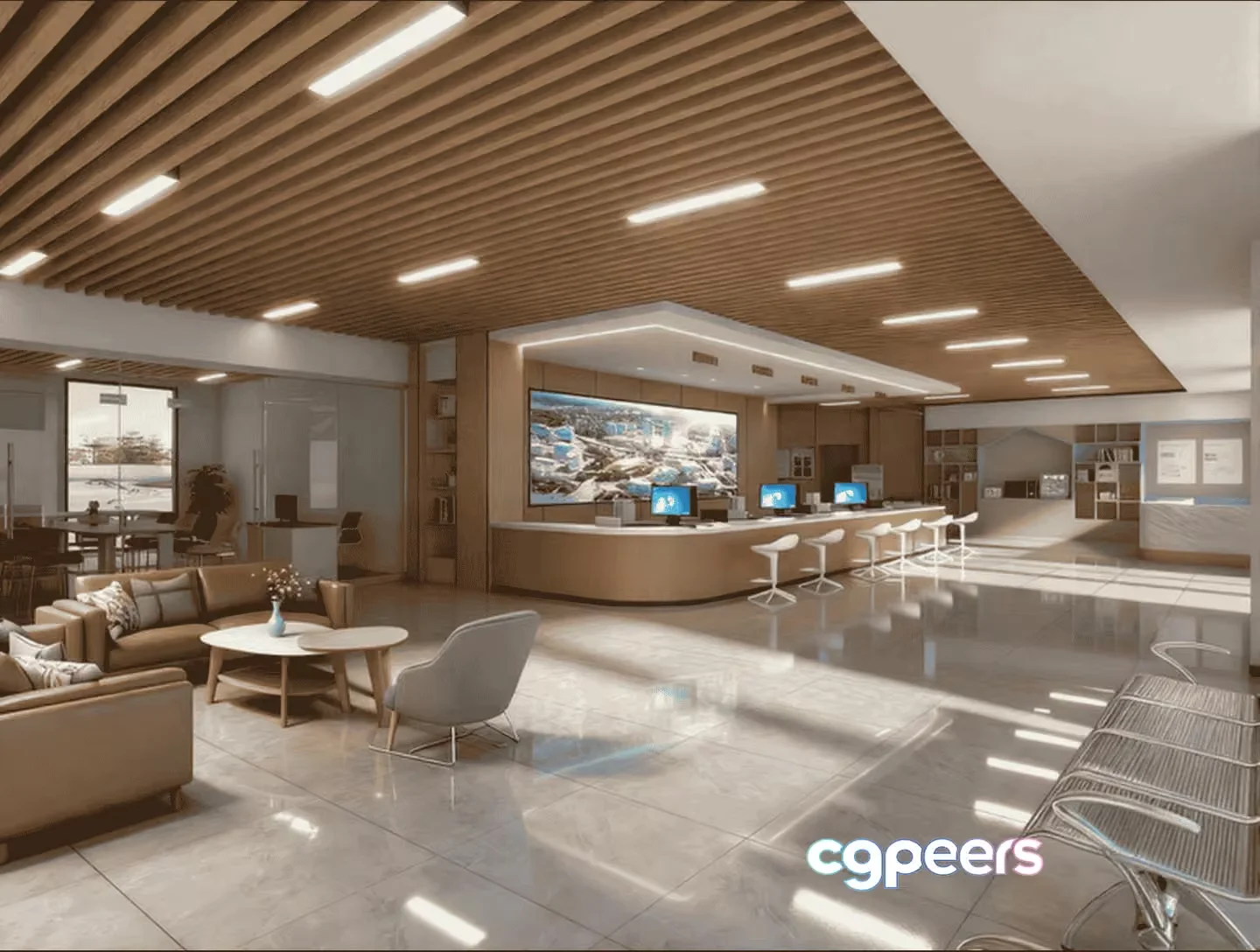 Modern Office Space 3D Model – 12388 – VRAY Render
