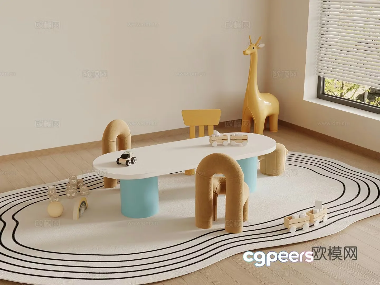 Modern children’s entertainment table 3d model