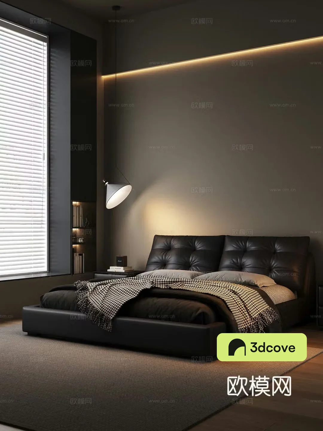 Italian minimalist bedroom double bed