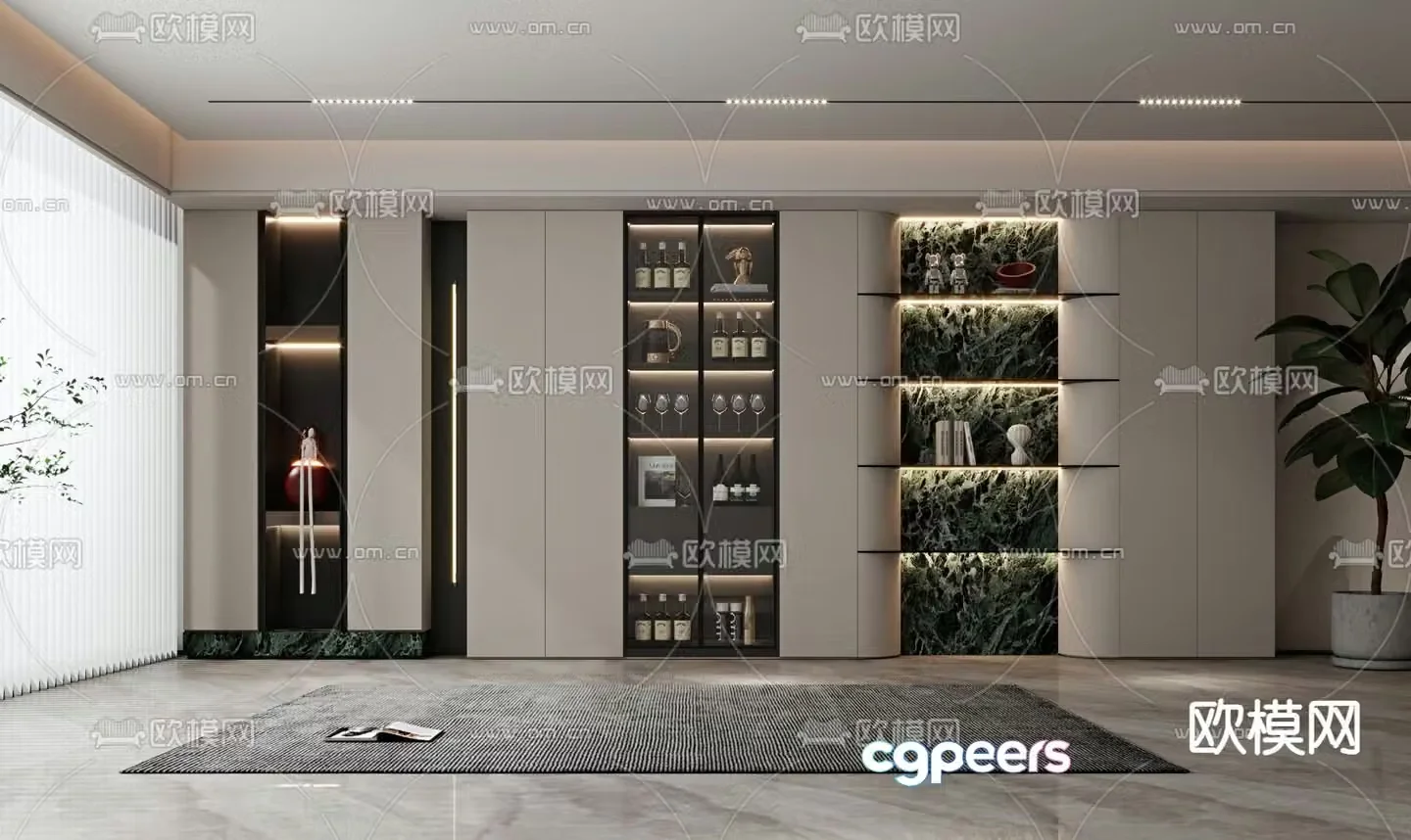 Modern wine cabinet glass cabinet 3d model