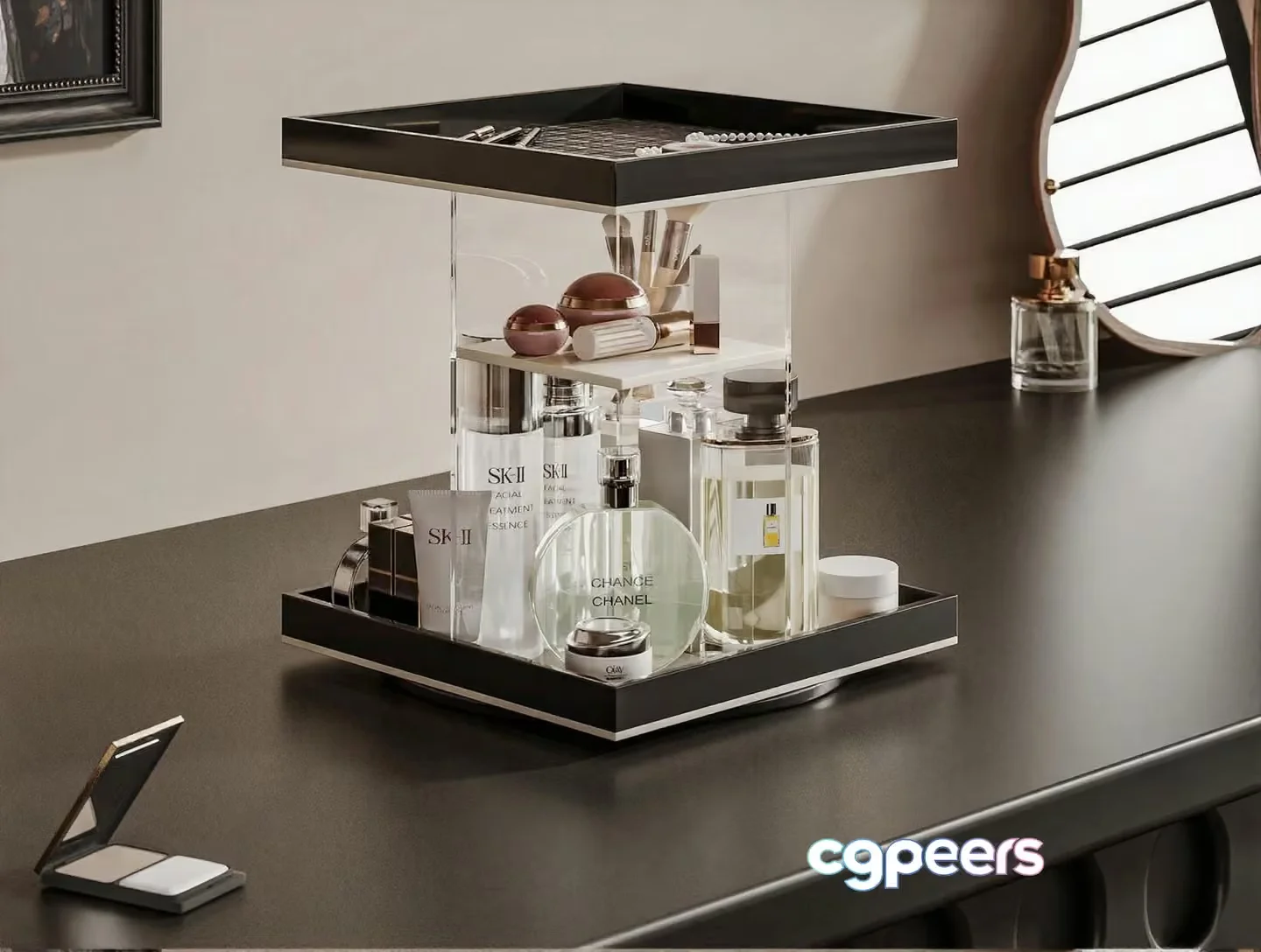 A Vanity Tray With Various Cosmetics 3D Model – 17047 – VRAY Render