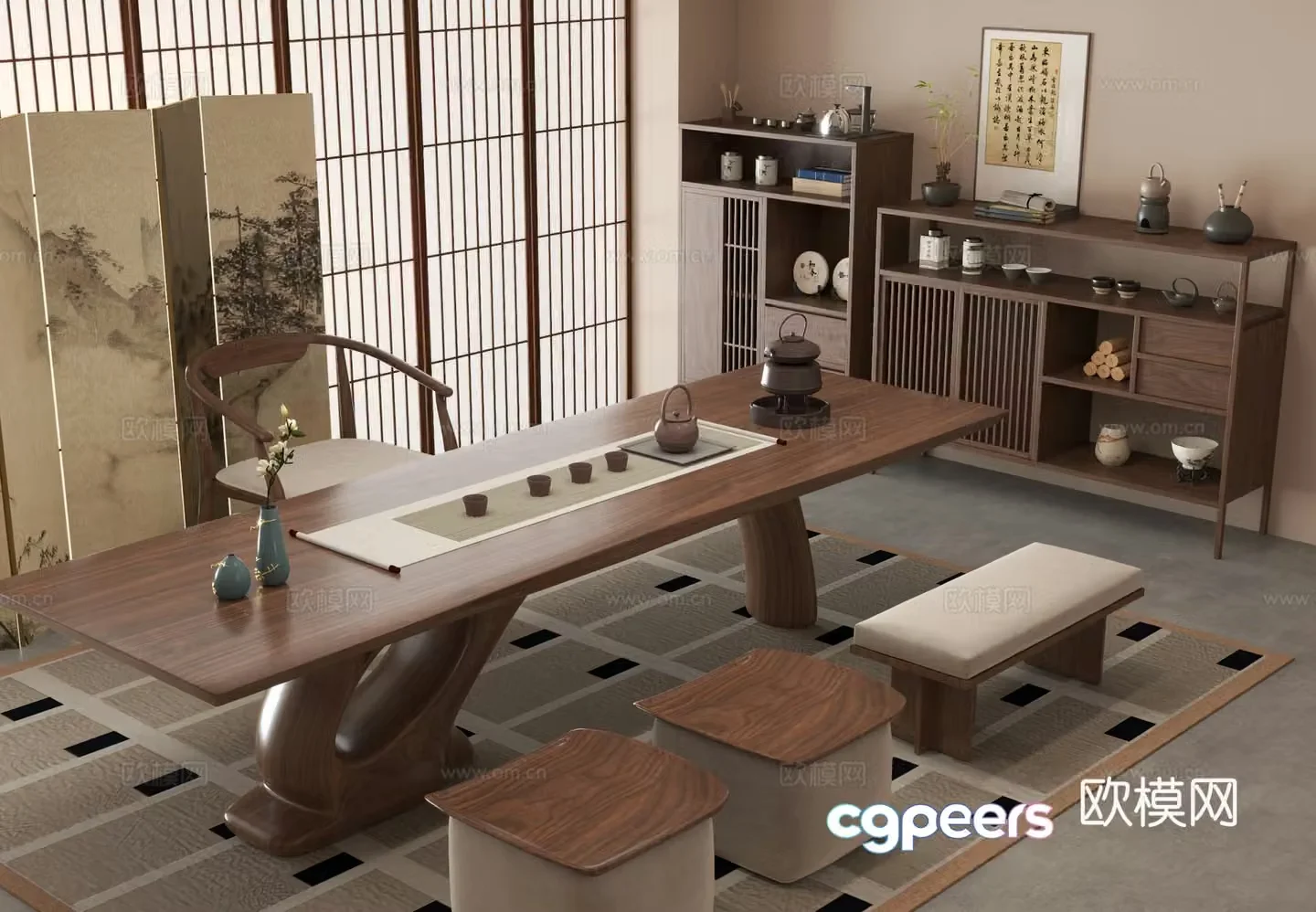 New Chinese tea table 3d model