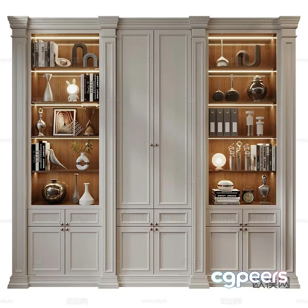 French bookcase wine cabinet 3d model