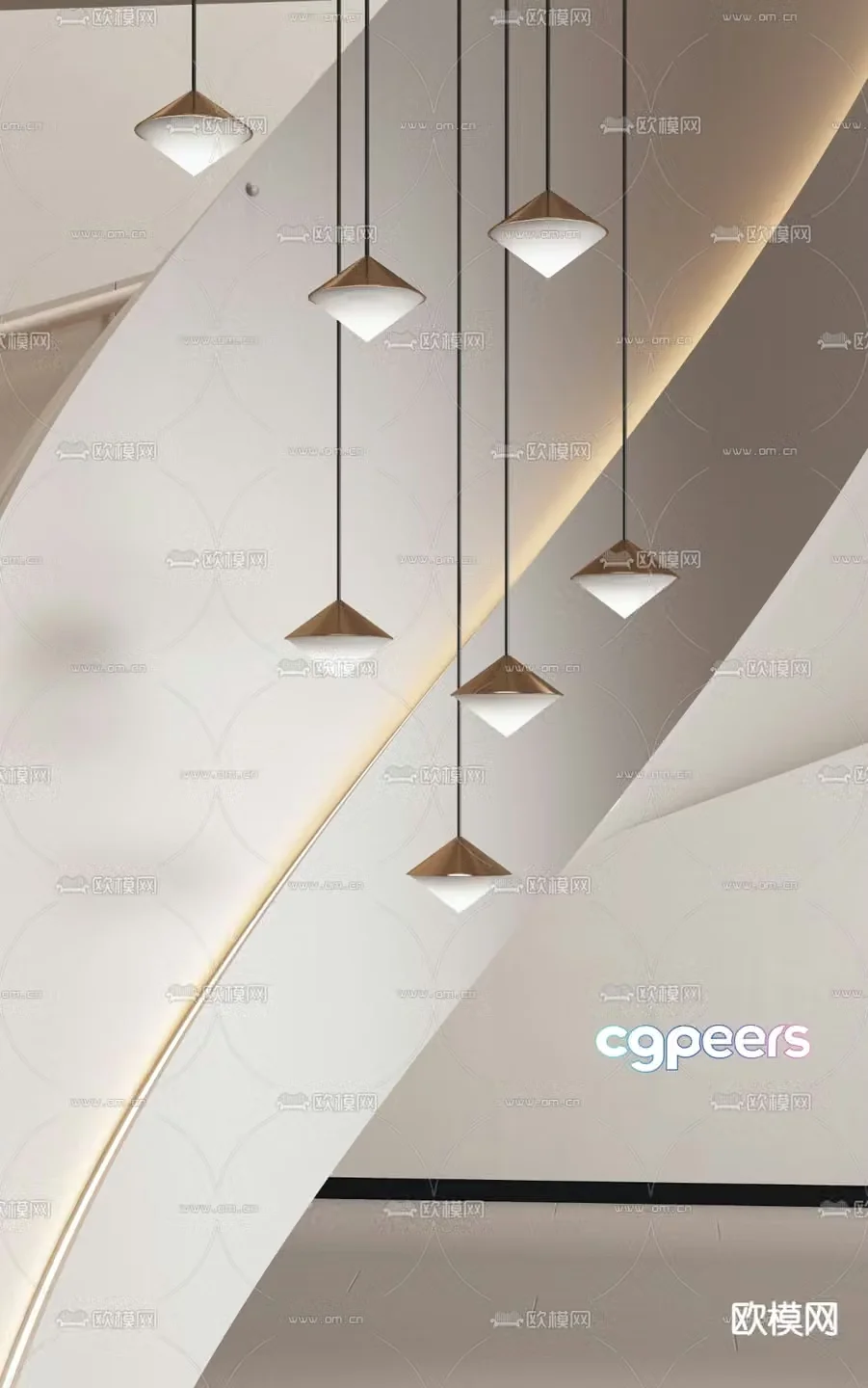 Creative chandelier stairwell chandelier 3d model