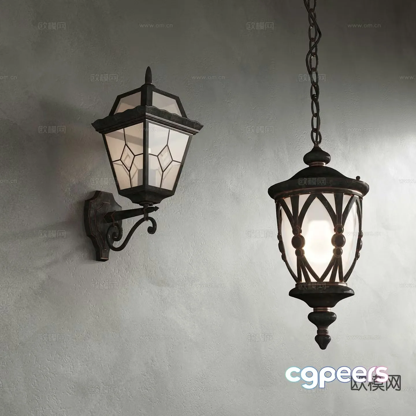 European wall lamp 3d model
