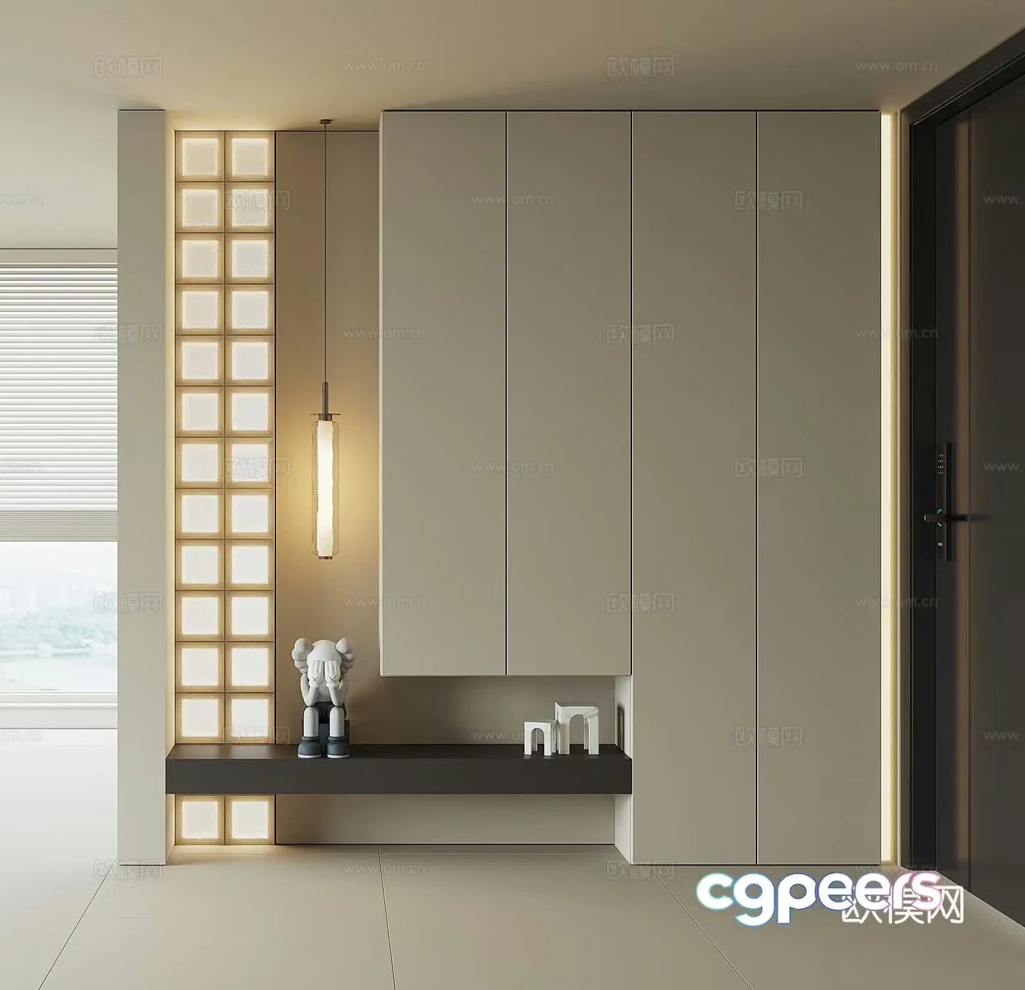 Modern home entrance shoe cabinet 3D model