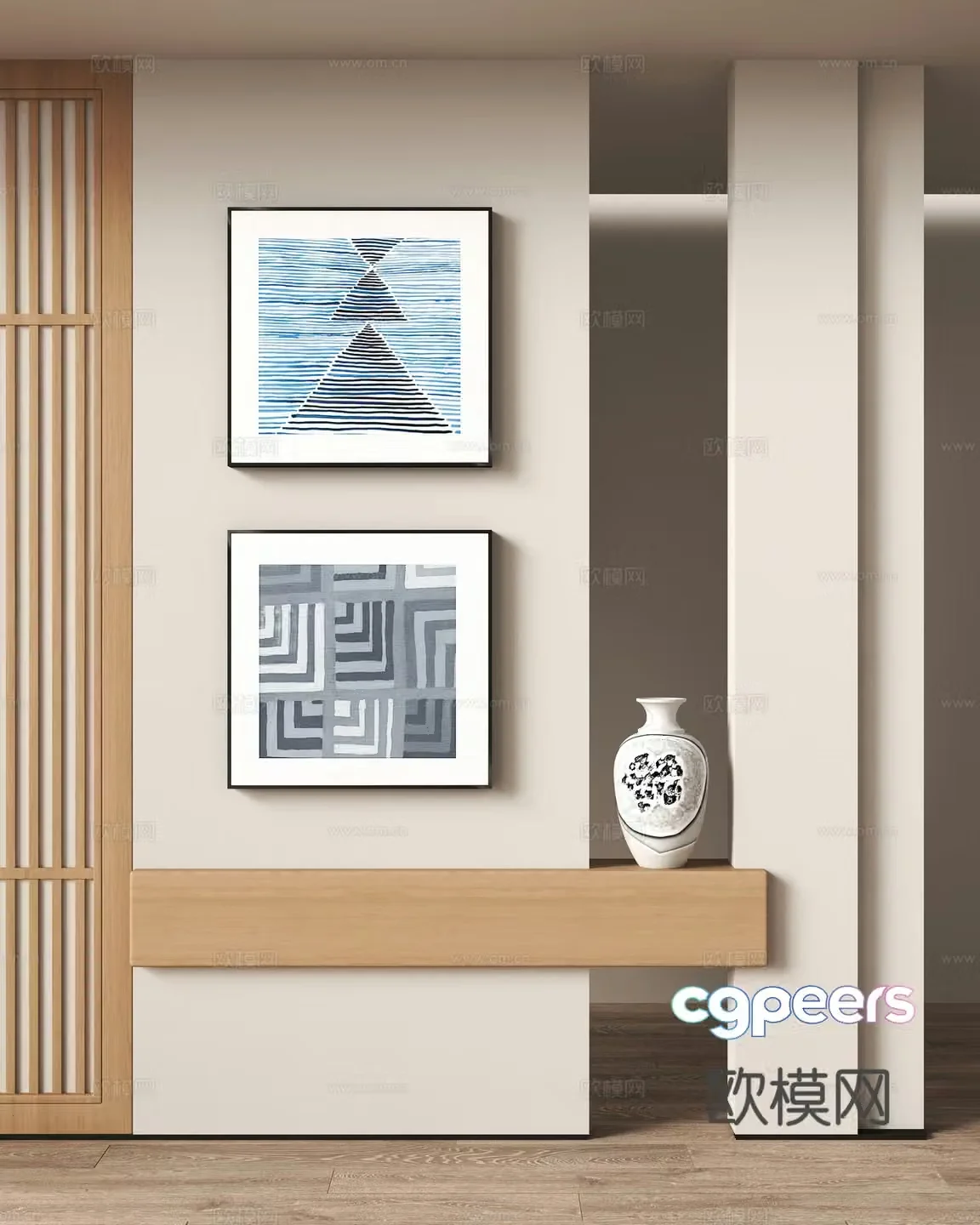 Wasabi style decoration hanging painting Japanese style hanging painting 3D model