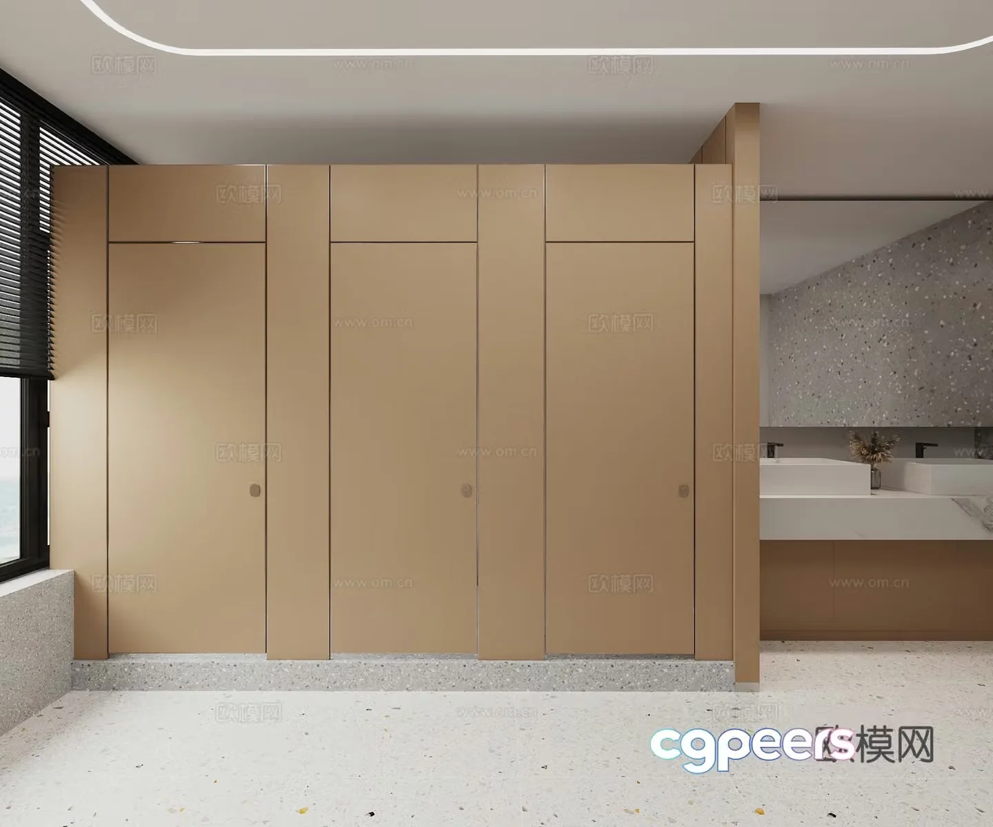 Modern public restroom 3d model