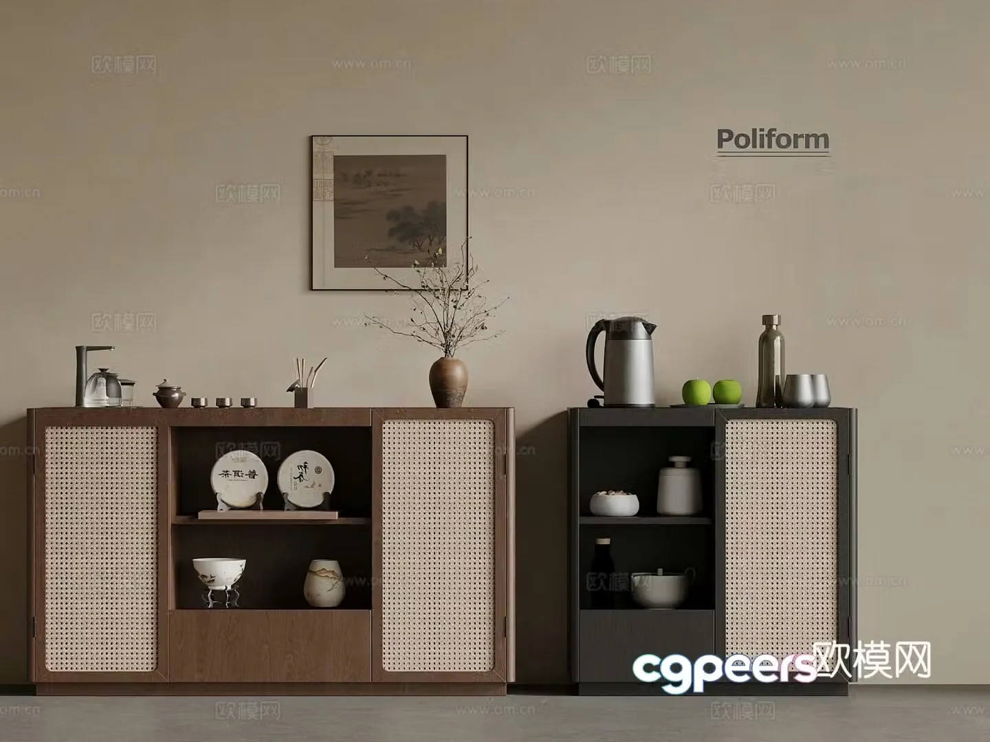Modern meal preparation cabinet Tea cabinet Side cabinet 3D model