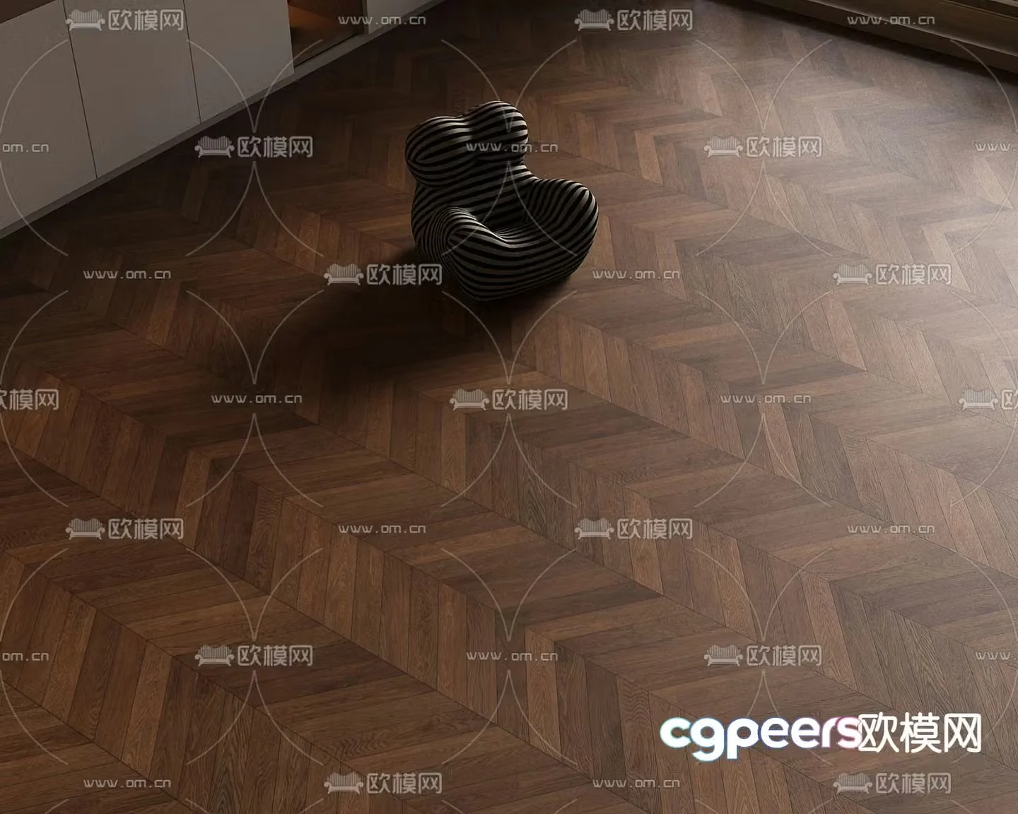 Medieval style wooden floor fishbone wood floor 3d model