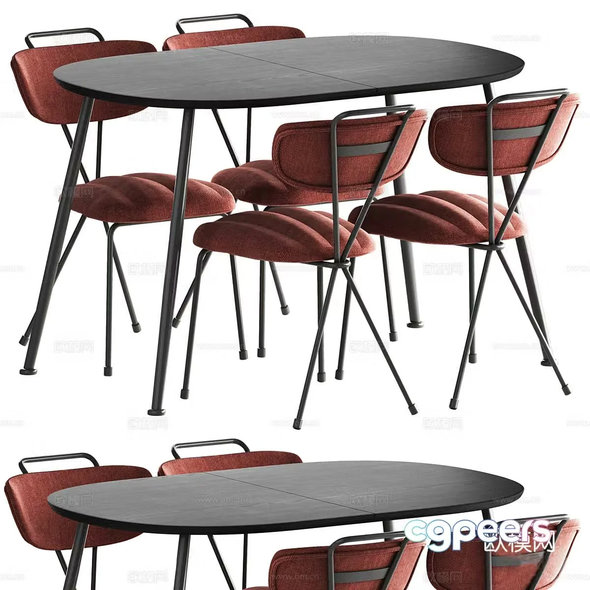 Italian casual table and chair negotiation table and chair 3D model