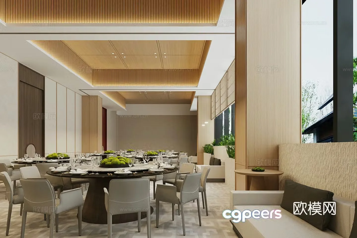 Chinese restaurant private room New Chinese restaurant private room Private room dining table and chairs Round table dining table and chairs Tableware 3D model