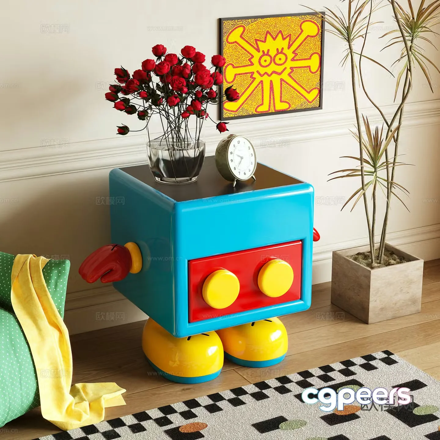 Modern bedside table dopamine 3d model