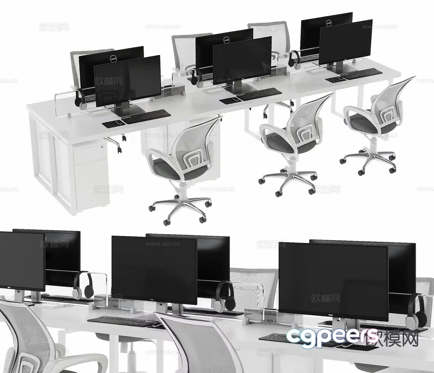 Modern office desk and chair post card slot 3d model