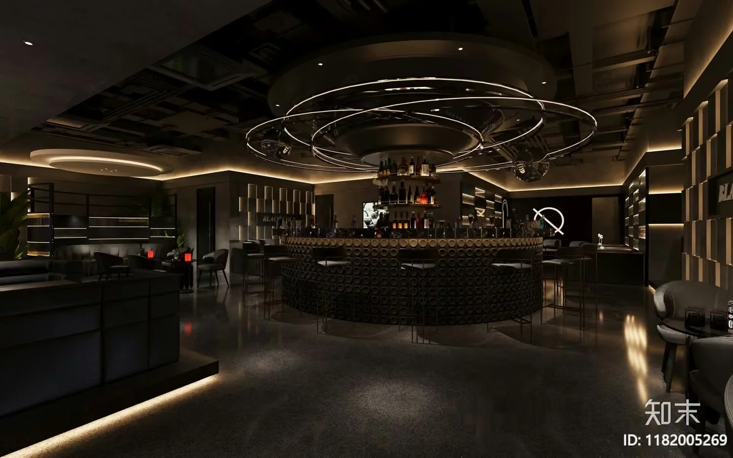 Modern Bar With A Circular Bar 3D Model – 11547 – VRAY Render