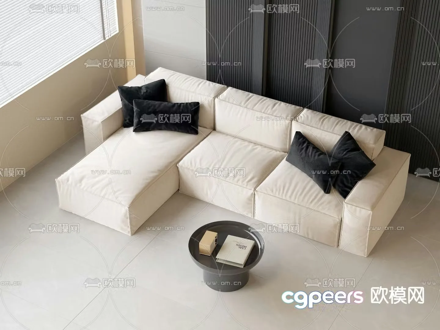 Cream style sofa corner sofa 3d model