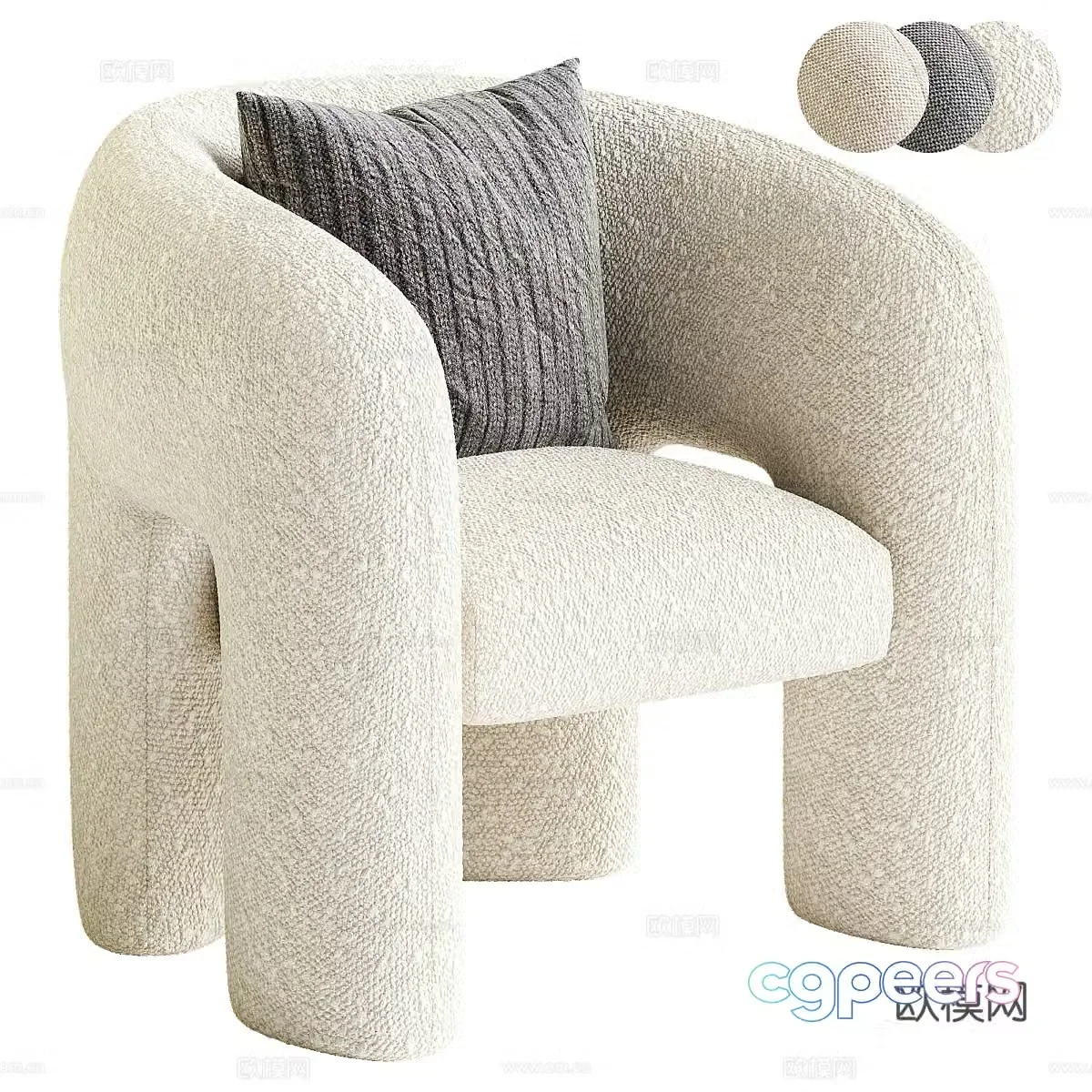 Modern Cream Style Bold Armchair 3d Model