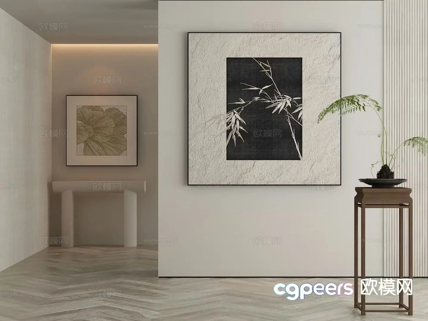 New Chinese style decorative painting abstract painting 3d model