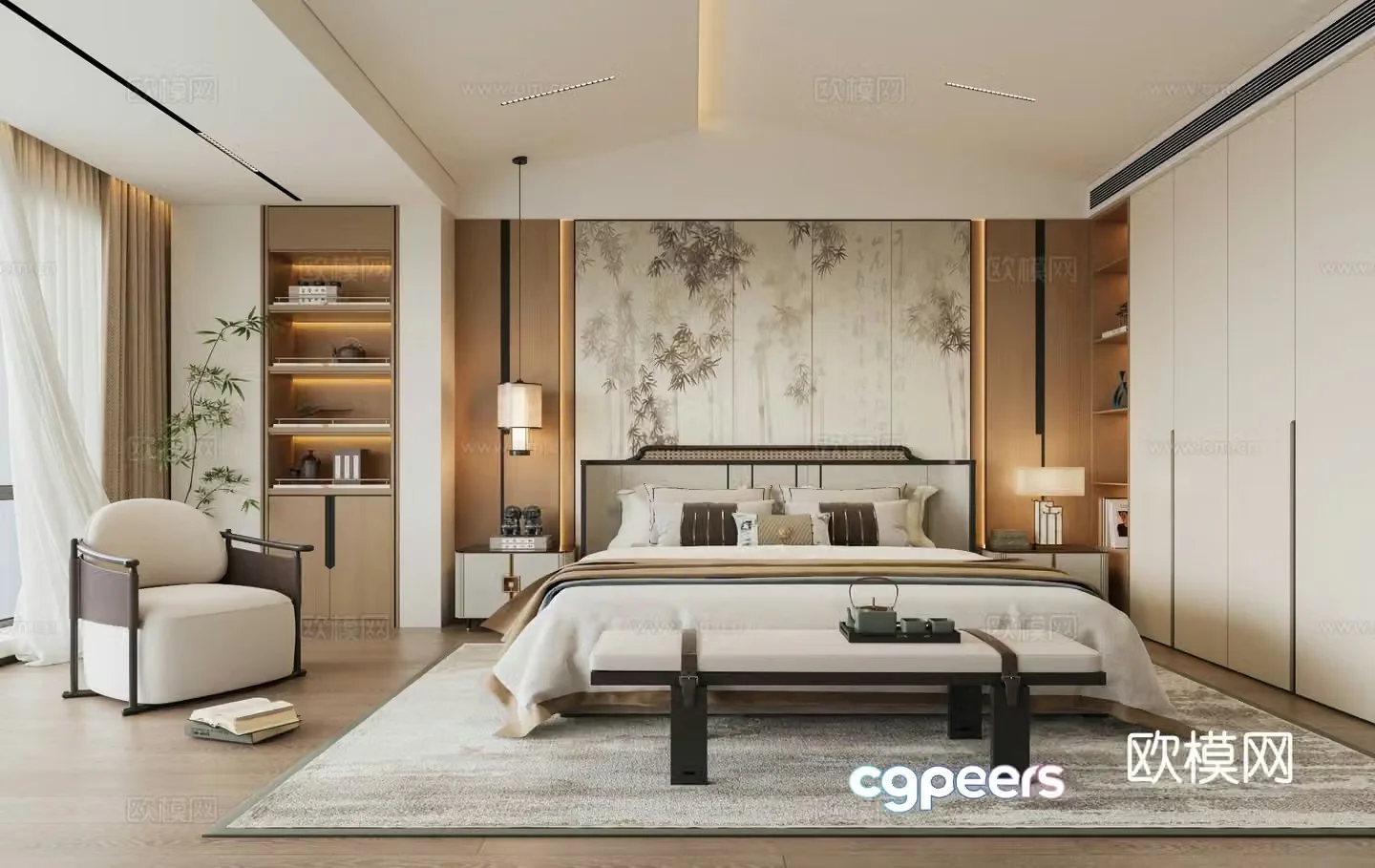 New Chinese style bedroom master bedroom 3d model