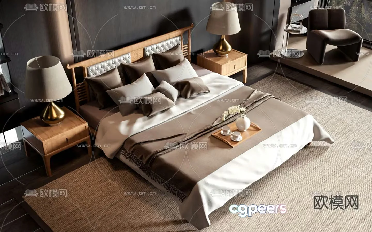 Commercial bed double bed 3d model